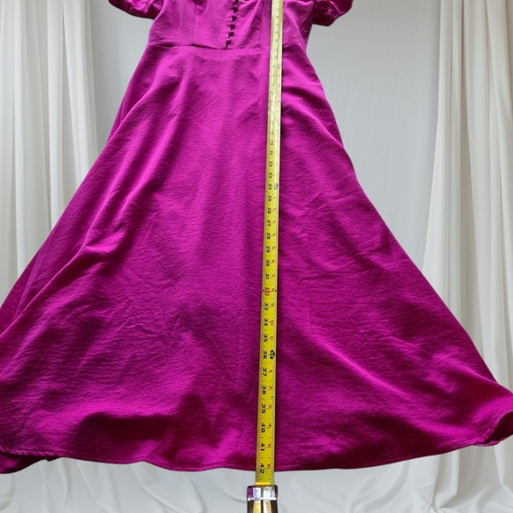 Adelyn Rae Magenta Puff Sleeve Midi Dress - Picture 5 of 10